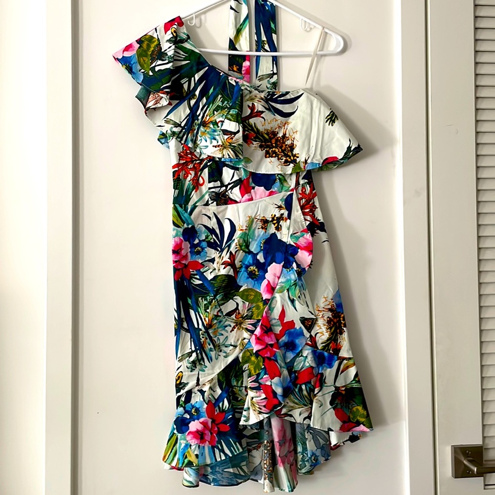 One-shoulder floral dress